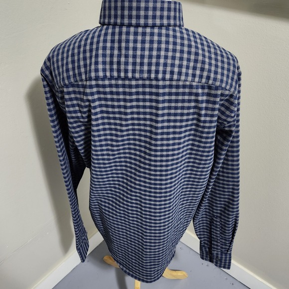 UNTUCKit Wrinkle Free Performance Bergstrom Men Large Blue Plaid Flannel Shirt - Picture 5 of 11